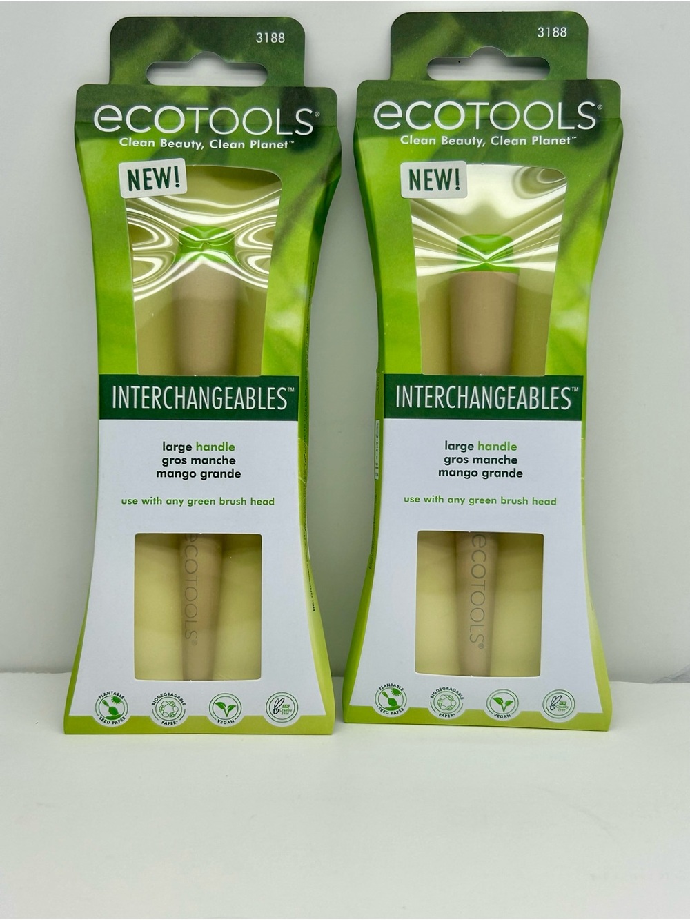 2 Pack ecotools Interchangeables Large Handle in Green and Tan